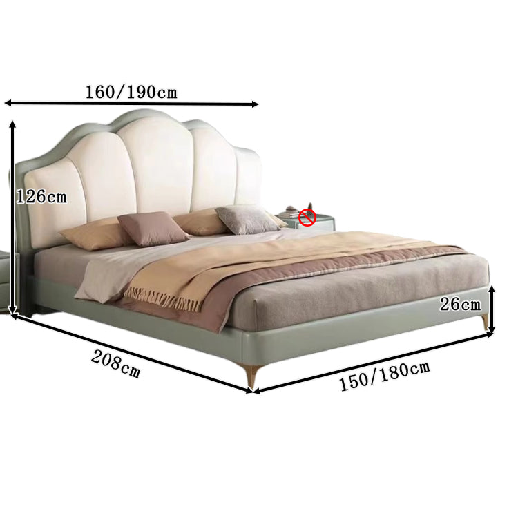 脚付き 優れた通気性 木製フレーム ベッド すのこベッド ベッドフレーム ダブル キング 柔らかい かわいい ライムグリーン ホワイト BED-T092 tomokagu