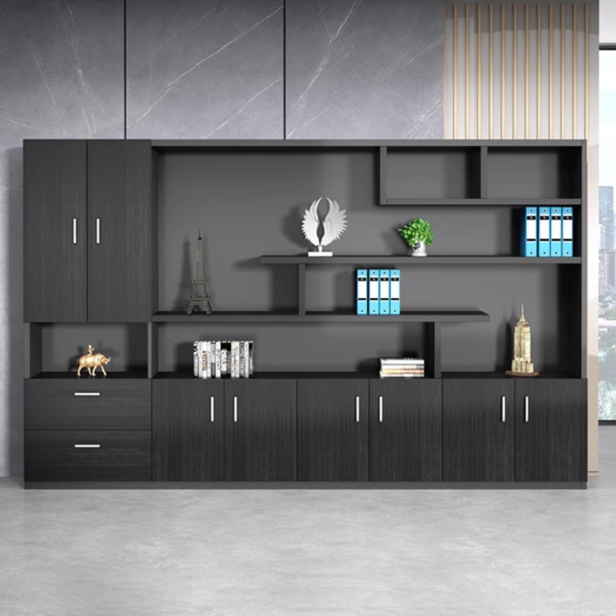 収納キャビネット キャビネット 収納 ワードローブ オープン式収納 扉付き 引き出し 取っ手 蝶番 物干し竿 機能的 使い勝手 実用 CWG-C082 chickagu