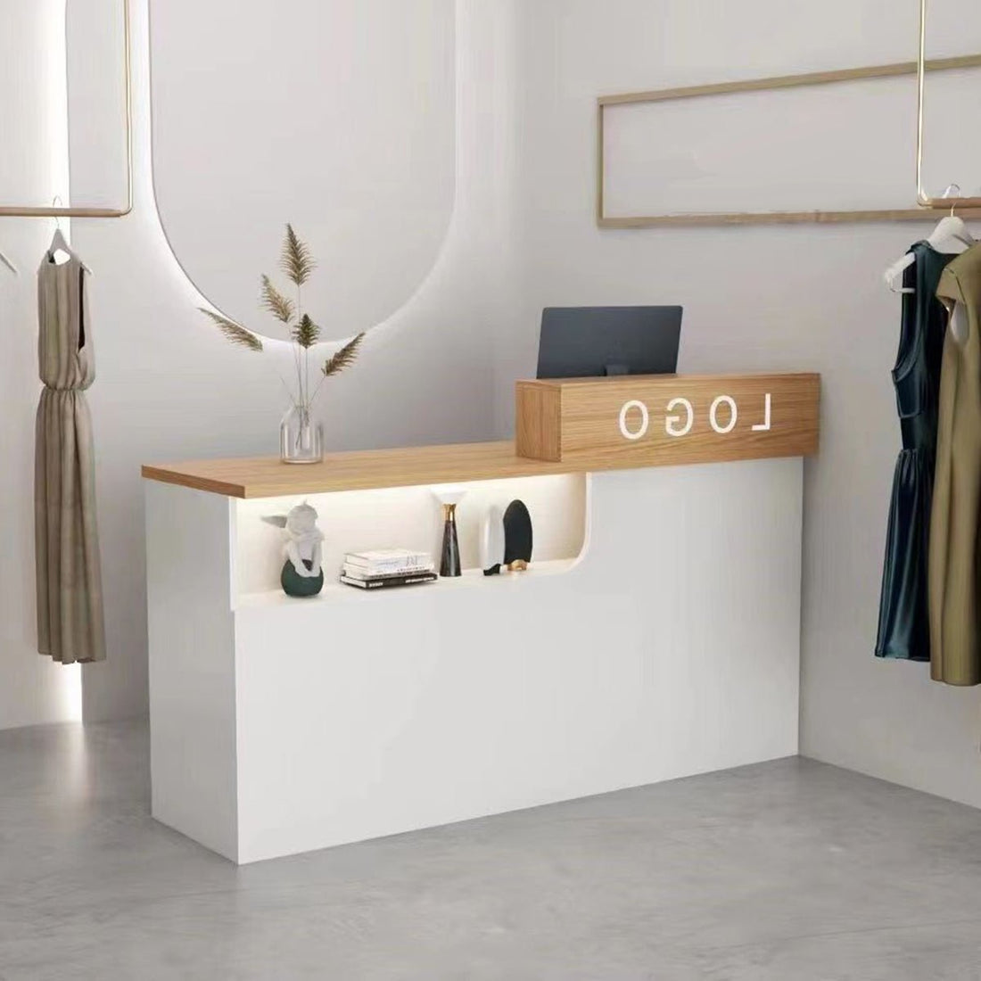 受付カウンター レジカウンター 受付台 店舗カウンター シリンダー錠付き 引き出し付き 収納機能 木製 シンプルモダン ホワイト マーブル カスタマイズ可能 JDT - S012 - Kagushop