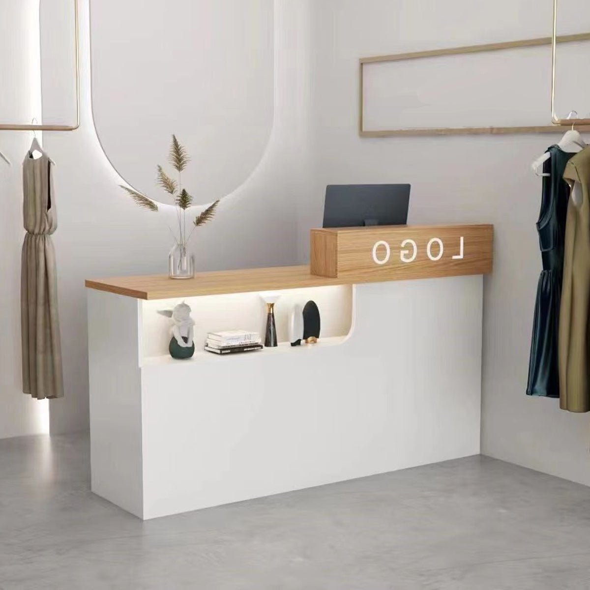 受付カウンター レジカウンター 受付台 店舗カウンター シリンダー錠付き 引き出し付き 収納機能 木製 シンプルモダン ホワイト マーブル カスタマイズ可能 JDT - S012 - Kagushop