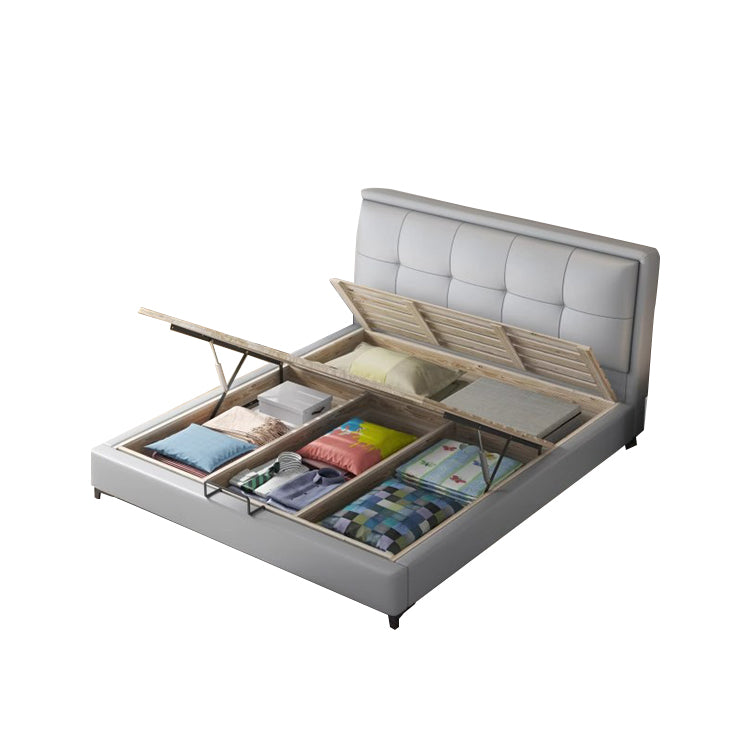 レザー 縦開き 木製フレーム 収納力抜群 優れた通気性 ベッド 跳ね上げベッド ベッドフレーム 新居 セムダブル キング シンプル ホワイト ブルー BED-T079 tomokagu