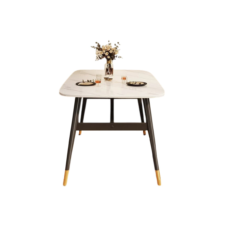 金メッキ 炭素鋼フレーム 安定感抜群 マーブル調 ダイニングテーブル 食卓テーブル 木製テーブル 4人席 角丸型 おしゃれ ホワイトマーブル CZ-T040 tomokagu
