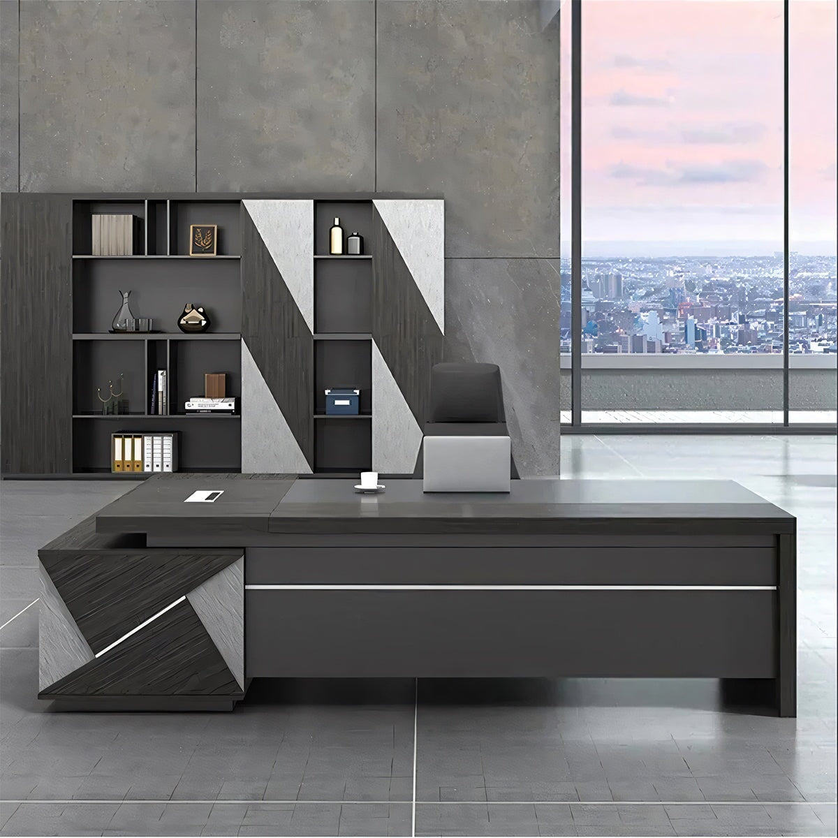 大容量収納スペース ボス オフィス デスクとチェアの組み合わせ シンプル モダン 社長 マネージャー オフィス家具 LBZ-T015 tomokagu