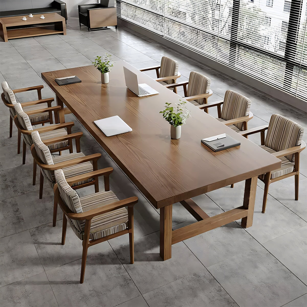 角丸 4本脚タイプ ミーティング用テーブル 木製テーブル 事務机 天板固定テーブル 長方形タイプ 会議テーブル 会社用 会議室用 事務所用 ウォールナット カスタマイズ可能 HYZ-T055 tomokagu