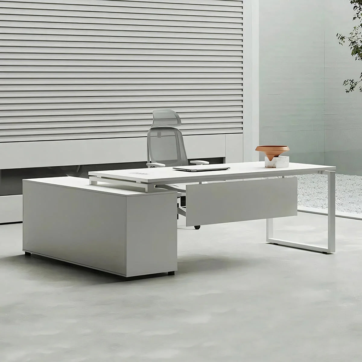 L字 大容量収納 デスク 社長机 社長デスク 役員デスク エグゼクティブデスク ホワイト カスタマイズ可能 LBZ-T034 tomokagu