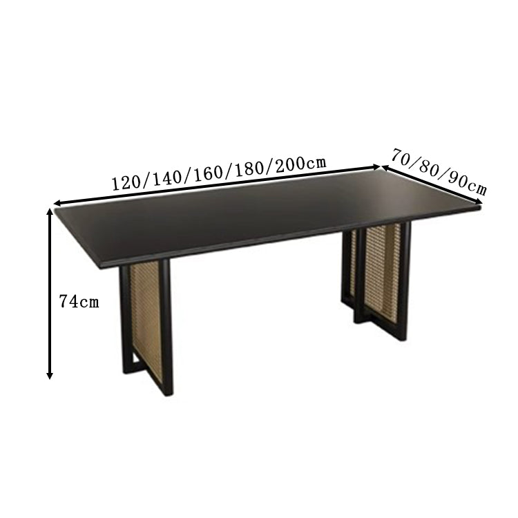 ラバーウッド 安定感抜群 ラタン調 ほぞ継ぎ ダイニングテーブル 食卓テーブル 木製テーブル リビング兼用 5人席 おしゃれ ナチュラル ブラック CZ-T041 tomokagu