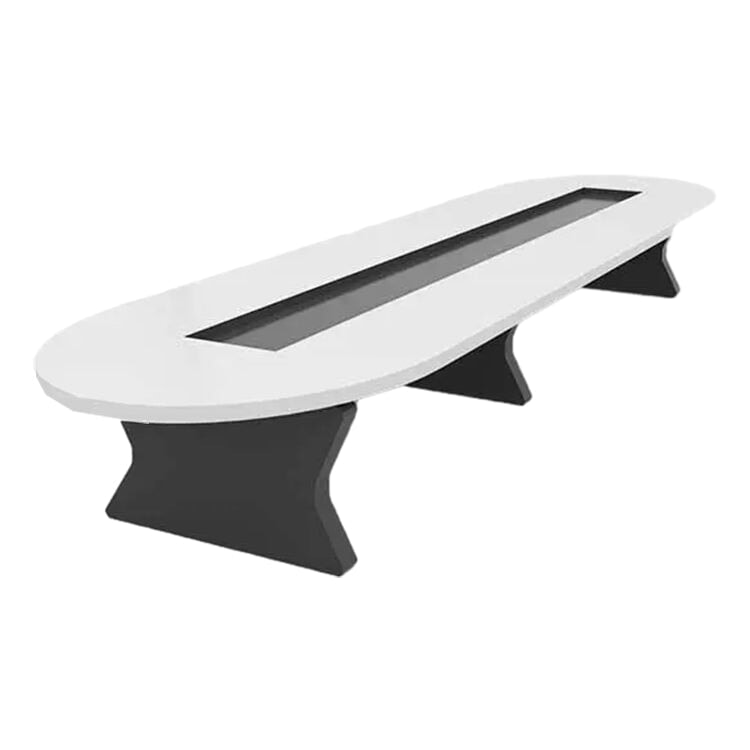 ミーティングテーブル 会議用テーブル ワークデスク 会議用 応接用 打ち合わせ エコ素材 オーブル型デザイン 配線孔 安定性 色褪せない ぶつかり防止 HYZ-480