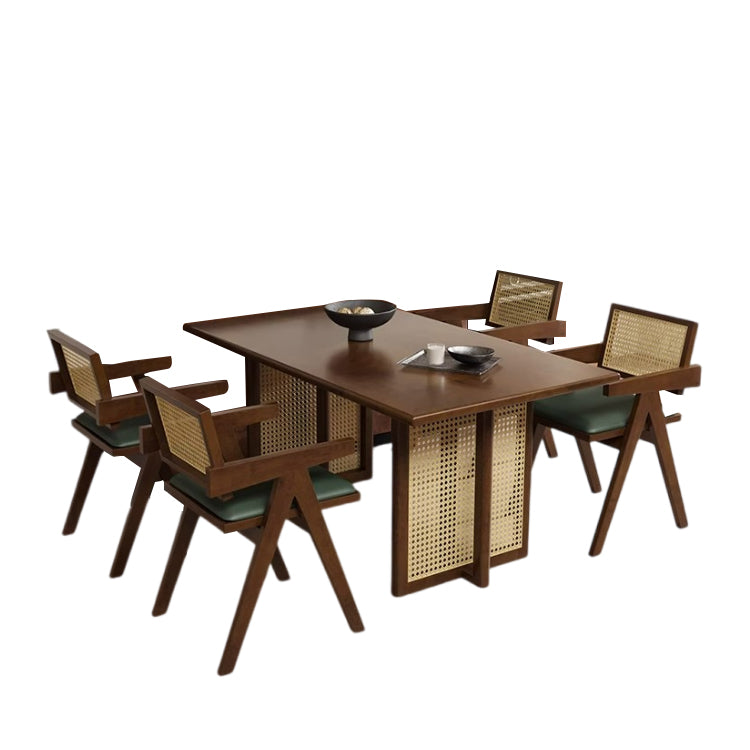 ラバーウッド 安定感抜群 ラタン調 ほぞ継ぎ ダイニングテーブル 食卓テーブル 木製テーブル リビング兼用 5人席 おしゃれ ナチュラル ブラック CZ-T041 tomokagu