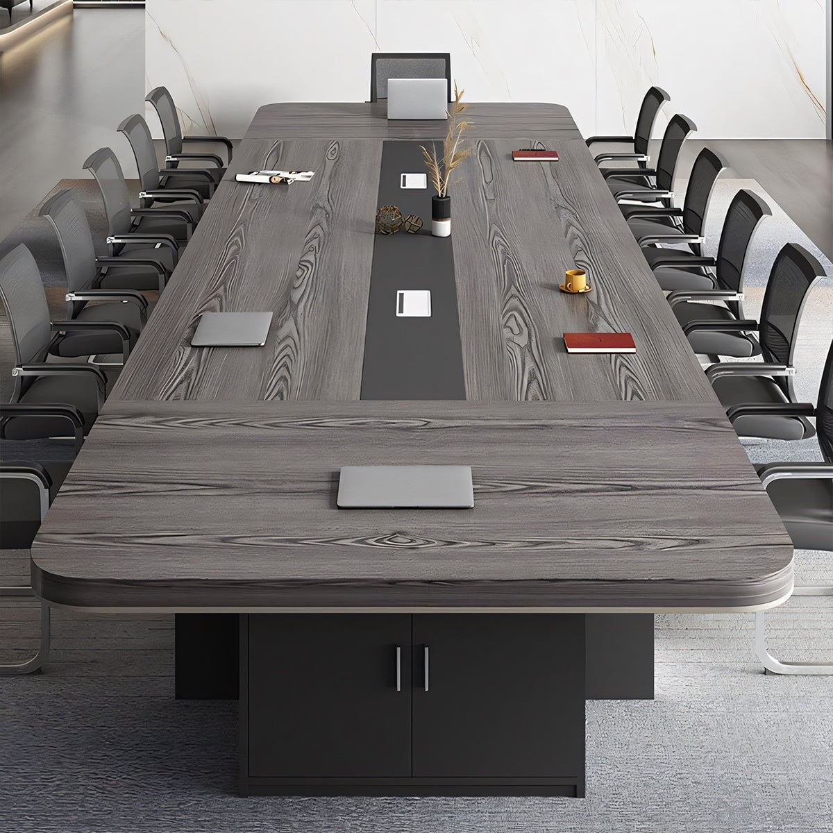 エッジ仕上げ 事務机 ミーティング用テーブル ワイヤリングBOXタイプ 配線孔あり 天板固定テーブル 長方形タイプ 会議デスク 4本脚タイプ 会議デスク 会社 事務所 カスタマイズ可能 HYZ-T034 tomokagu