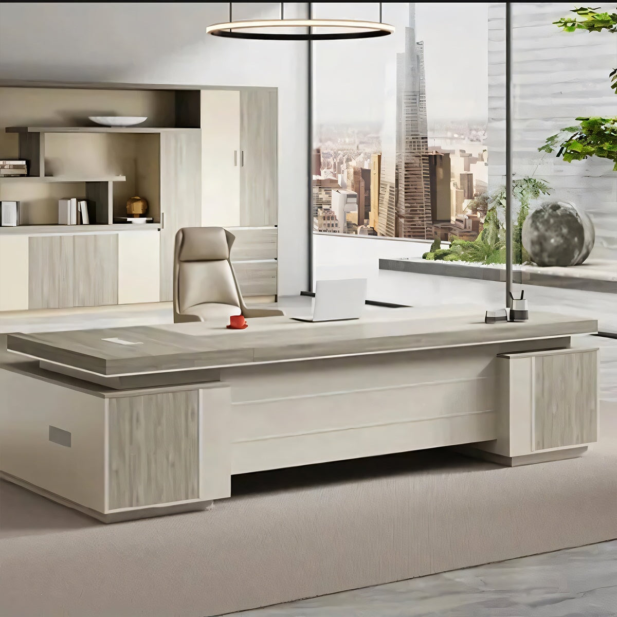 PC用通気口 幕板 重厚感 高級感 サイドキャビネット デスク エグゼクティブデスク おしゃれ インテリア性 カスタマイズ可能 LBZ-T029 tomokagu