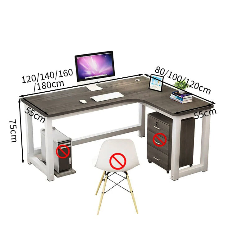 下肢空間 在宅勤務デスク L字型デスク オフィスデスク 事務用 会社用 木目調 モダン R加工 配線孔 SNZ-T002