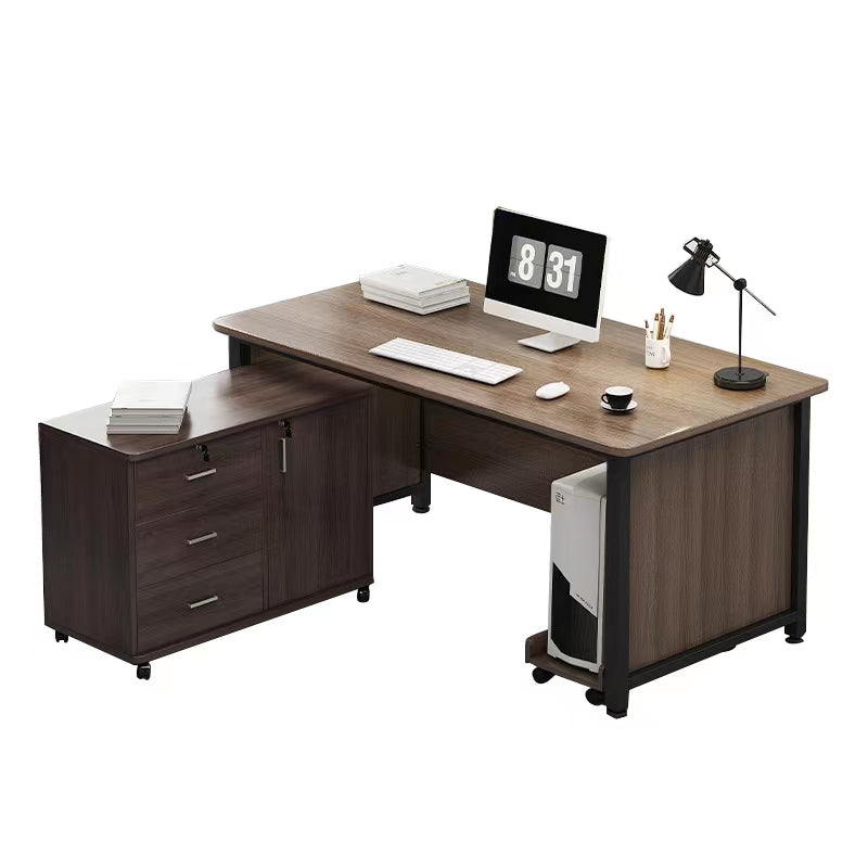 ロック付き アジャスター付き エグゼクティブデスク 社長机 オフィスデスク パソコン作業用 作業台 事務机 PCデスク ホワイト シンプル LBZ-T010 tomokagu