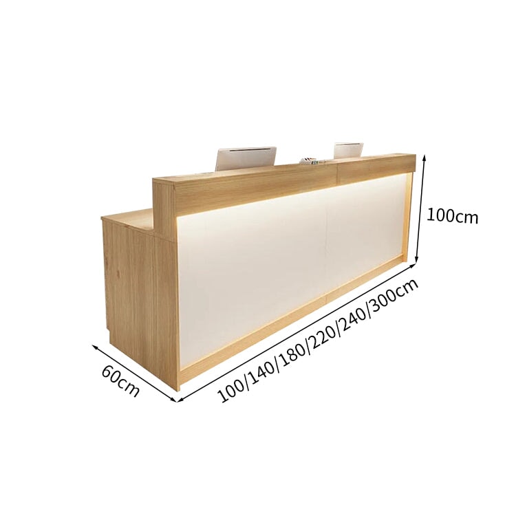 シンプル おしゃれ 木目調 LEDライト 受付カウンター レジカウンター レジ台 フロント 温もり ホワイト ナチュラル カスタマイズ可能 JDT-M-004