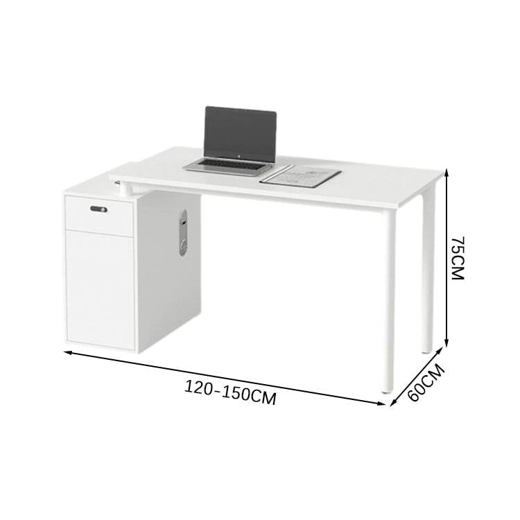 オフィスデスク  事務机 ワークデスク パソコンデスク キャビネット トップパネル アジャスター ダイヤル錠 配線ボックス シンプル ホワイト カスタマイズ可能 BGZ-K018 - TOMOKAGU