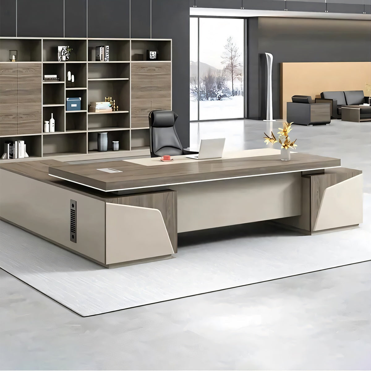 配線ボックス付き オフィスデスク ボステーブル シンプルモダン 大型クラステーブル 社長テーブル マネージャーテーブル カスタマイズ可能 LBZ-T013 tomokagu