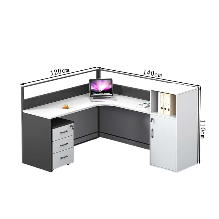 オフィスデスク ワークデスク 事務用デスク パソコンデスク デスク トップパネル サイドキャビネット 大容量収納 ホワイト カスタマイズ可能 BGZ-209 - kaguyasu