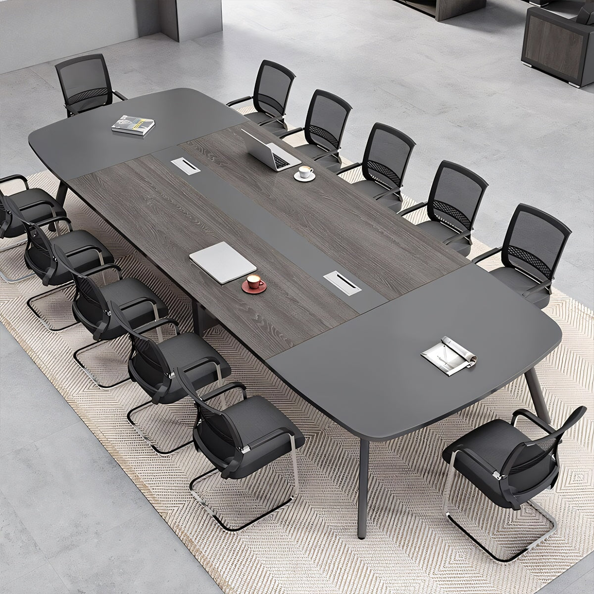 コンセント付き 会議用テーブル ミーティングテーブル ホワイト ダークブラウン 会議テーブル 会議机 ワークテーブル ミーティング 使いやすい ブラック カスタマイズ可能 HYZ-T032 tomokagu