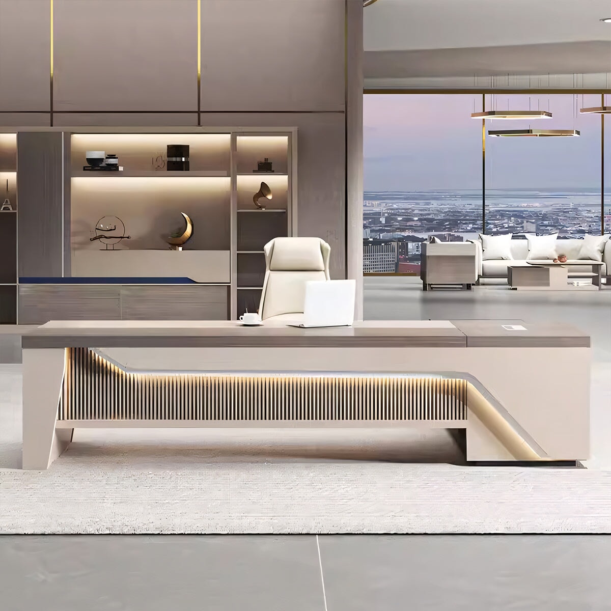 引き出し付き サイドキャビネット付き 会社用 事務所用 エグゼクティブデスク 事務机 Ⅼ字デスク パソコンデスク オフィスデスク 事務デスク 天板固定デスク カスタマイズ可能 LBZ-T068 tomokagu