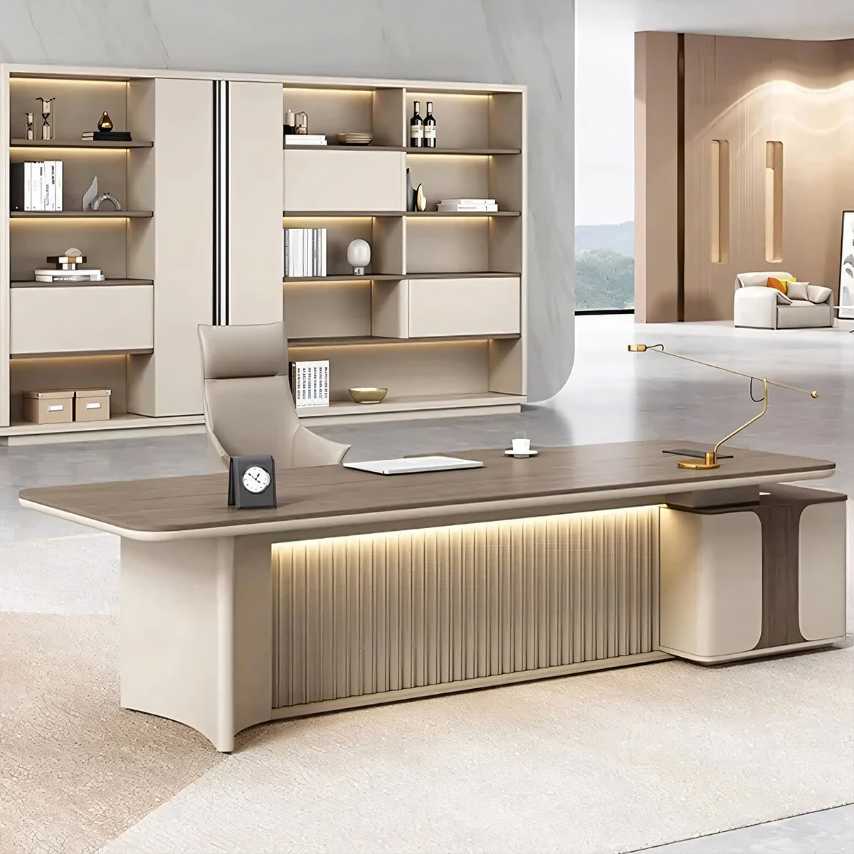 天板固定デスク 配線孔あり 長方形タイプ 引き出し付き 会社用 事務所用 L字デスク エグゼクティブデスク 事務机 パソコンデスク LBZ-T052 tomokagu