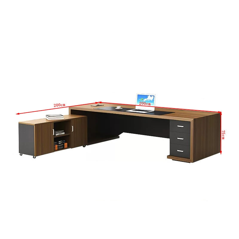 配線ボックス付き 社長机 役員用デスク 重役デスク 社長室 エグゼクティブデスク ロック付き オフィスデスク ウォールナット カスタマイズ可能 LBZ-T005 tomokagu