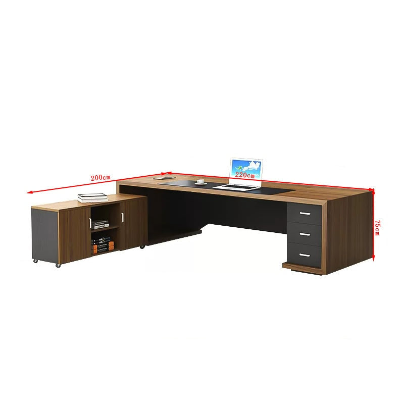 配線ボックス付き 社長机 役員用デスク 重役デスク 社長室 エグゼクティブデスク ロック付き オフィスデスク ウォールナット カスタマイズ可能 LBZ-T005 tomokagu