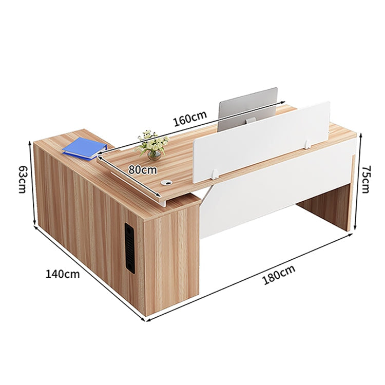 ダブル配線孔付き トップパネル付き サイドキャビネット付き 鍵付き 事務机 オフィスデスク ワークデスク パソコンデスク 会社用 事務所用 シンプル 木目調 BGZ-T082 tomokagu