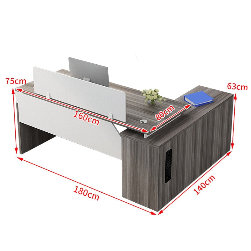 ダブル配線孔付き トップパネル付き サイドキャビネット付き 鍵付き 事務机 オフィスデスク ワークデスク パソコンデスク 会社用 事務所用 シンプル 木目調 BGZ-T082 tomokagu