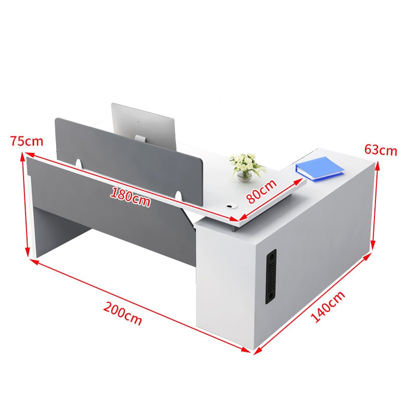 ダブル配線孔付き トップパネル付き サイドキャビネット付き 鍵付き 事務机 オフィスデスク ワークデスク パソコンデスク 会社用 事務所用 シンプル 木目調 BGZ-T082 tomokagu