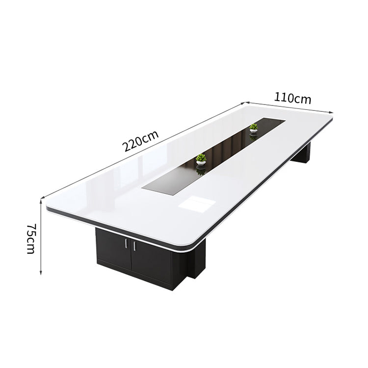 モダン シック オシャレ 光沢感 収納 広々 会議テーブル ミーティングテーブル メラミン化粧板 ポリエステル塗装 カスタマイズ可能 HYZ-T022