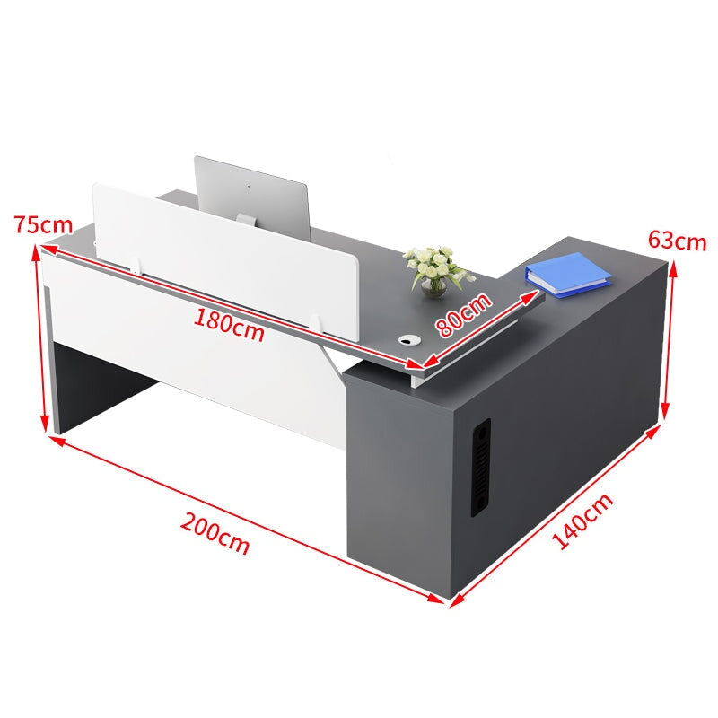 ダブル配線孔付き トップパネル付き サイドキャビネット付き 鍵付き 事務机 オフィスデスク ワークデスク パソコンデスク 会社用 事務所用 シンプル 木目調 BGZ-T082 tomokagu