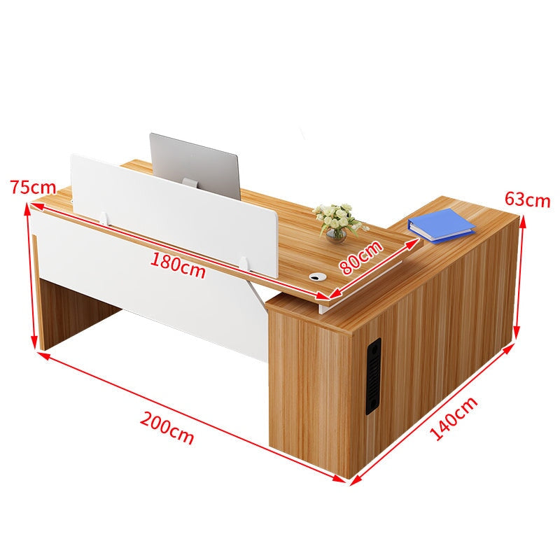 ダブル配線孔付き トップパネル付き サイドキャビネット付き 鍵付き 事務机 オフィスデスク ワークデスク パソコンデスク 会社用 事務所用 シンプル 木目調 BGZ-T082 tomokagu
