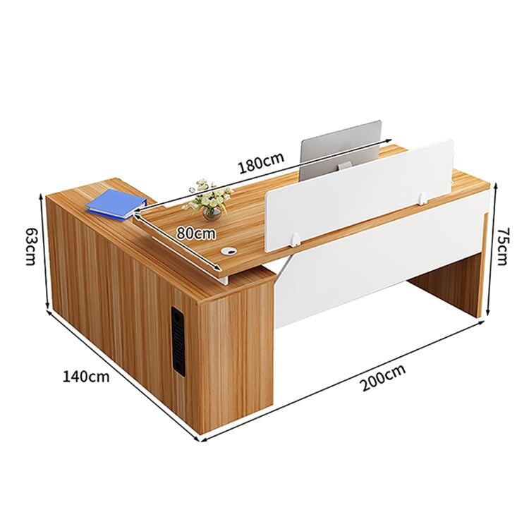 ダブル配線孔付き トップパネル付き サイドキャビネット付き 鍵付き 事務机 オフィスデスク ワークデスク パソコンデスク 会社用 事務所用 シンプル 木目調 BGZ-T082 tomokagu