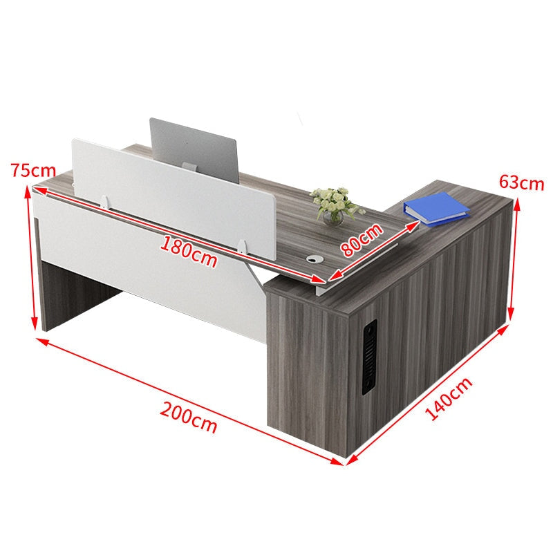 ダブル配線孔付き トップパネル付き サイドキャビネット付き 鍵付き 事務机 オフィスデスク ワークデスク パソコンデスク 会社用 事務所用 シンプル 木目調 BGZ-T082 tomokagu