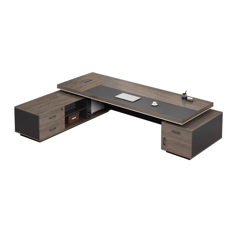 配線ボックス付き PVCエッジ仕上げ ダイヤル錠付き エグゼクティブデスク 社長机 社長デスク 木製 エコ板材 コクタン ウォールナット カーキ カスタマイズ可能 LBZ-T036 tomokagu