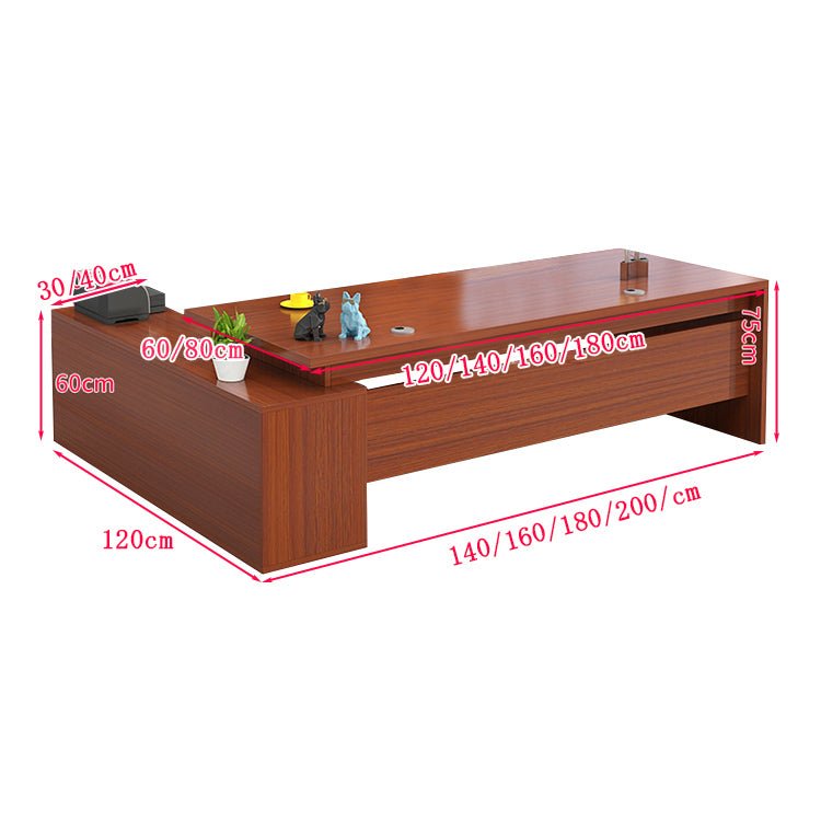 社長デスク エグゼクティブデスク オフィスデスク チェア 幕板付き 配線孔付き 機能性 キャビネット オープン収納 メラミン化粧板 エコ素材 高品質 LBZ - S011 - Kagushop