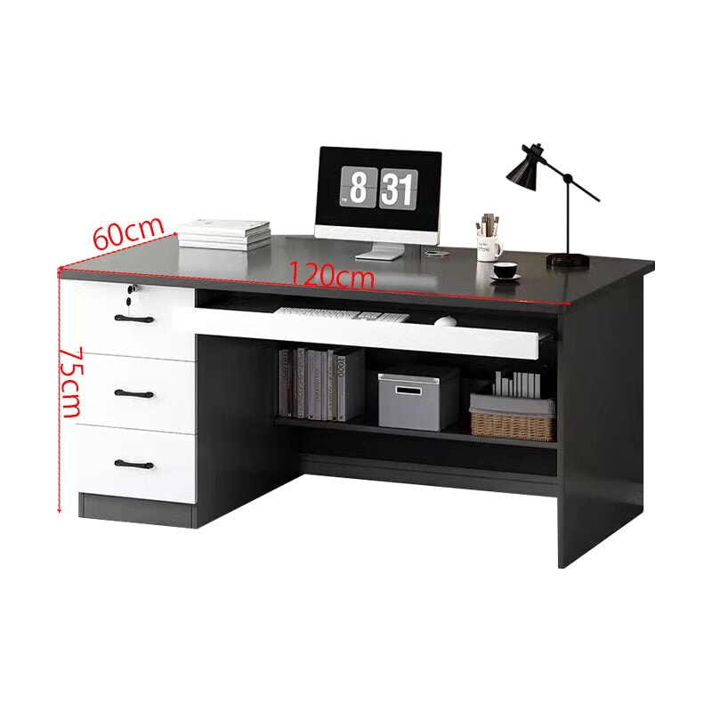 在宅ワーク用 引き出し付き 鍵付き PC収納 ワークデスク 天板固定デスク 長方形タイプ 会社用 事務所用 シンプル BGZ-T045 tomokagu