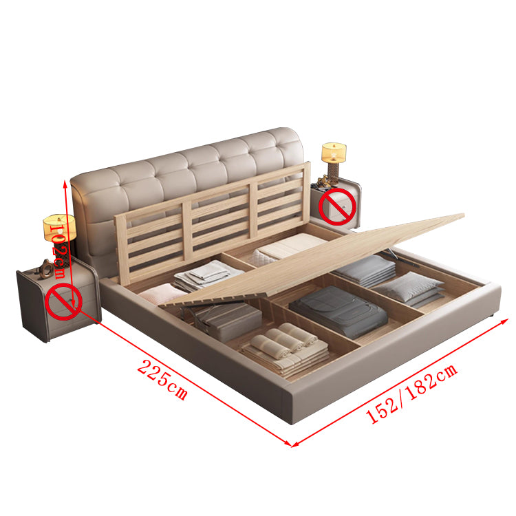 収納力抜群 ナッパレザー 跳ね上げ式 すのこ 木製フレーム ベッド 収納ベッド ベッドフレーム ダブルベッド 高級感 ホワイト グレー カスタマイズ可能 BED-T051 TOMOKAGU