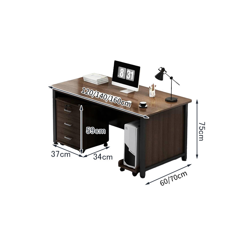 分離型 キャビネット 事務机 社長机 PCデスク 会社用 大容量 キャスター付き 幕板 配線孔 機能的 木目 LBZ-T010