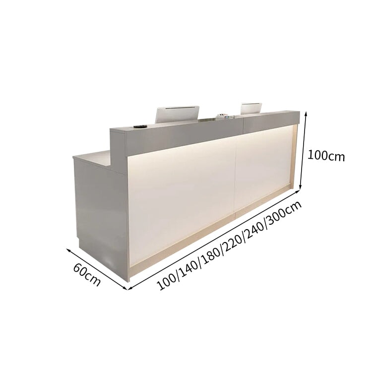 シンプル おしゃれ 木目調 LEDライト 受付カウンター レジカウンター レジ台 フロント 温もり ホワイト ナチュラル カスタマイズ可能 JDT-M-004   kaguyasu