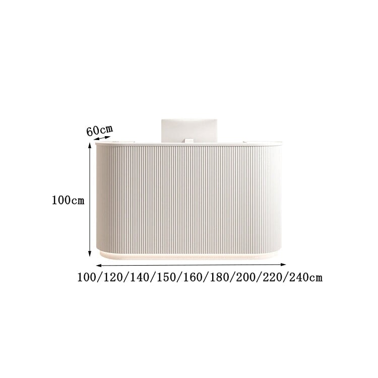 案内カウンター 受付台 レジ台 コンパクト 高級感 R加工 LEDテープライト 上部天板付き ダークグリーン カスタマイズ可能 JDT-M072