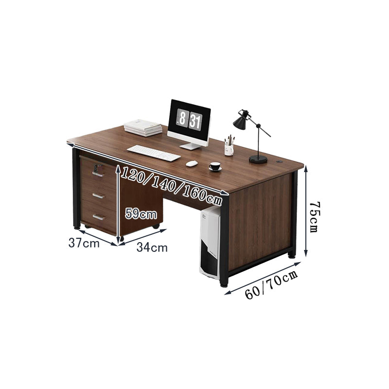 ロック付き アジャスター付き エグゼクティブデスク 社長机 オフィスデスク パソコン作業用 作業台 事務机 PCデスク ホワイト シンプル LBZ-T010 tomokagu