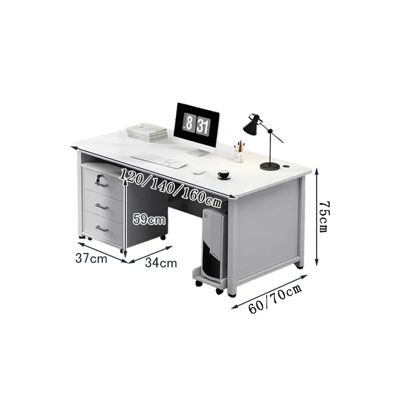 ロック付き アジャスター付き エグゼクティブデスク 社長机 オフィスデスク パソコン作業用 作業台 事務机 PCデスク ホワイト シンプル LBZ-T010 tomokagu