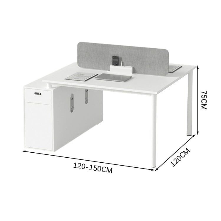 オフィスデスク  事務机 ワークデスク パソコンデスク キャビネット トップパネル アジャスター ダイヤル錠 配線ボックス シンプル ホワイト カスタマイズ可能 BGZ-K018 - TOMOKAGU