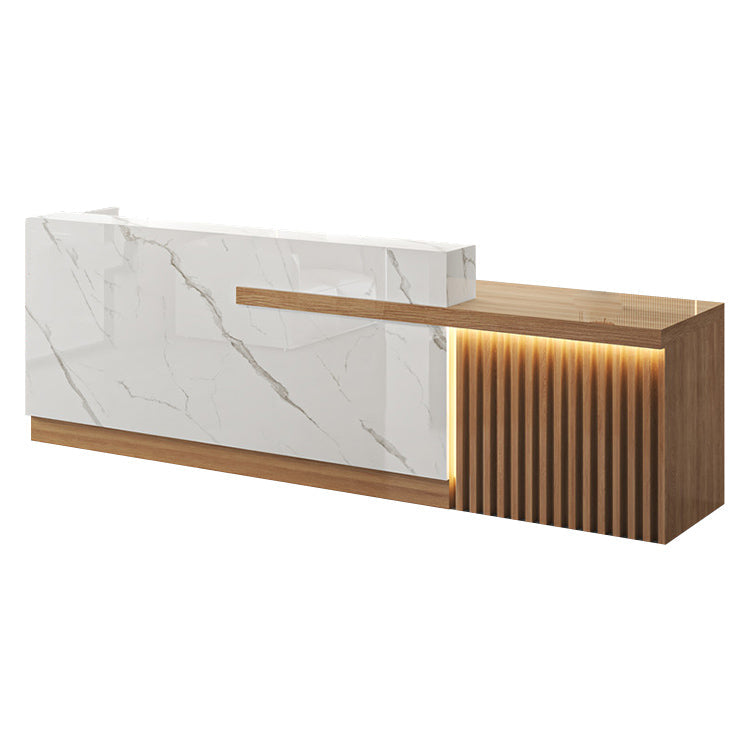 受付カウンター 受付台 オフィス受付 エントランス受付 作業台 L字型 機能性 LEDライト 収納 カスタマイズ可能 木目調 KAGUSHOP