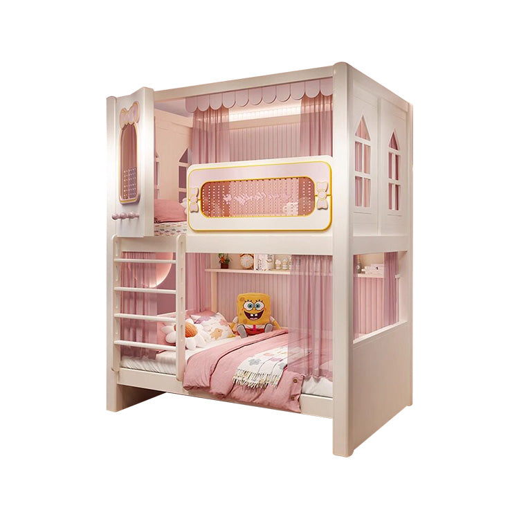 二段ベッド キッズベッド 収納付き二段ベッド 子供部屋用ベッド 全周式安全栅 落下防止設計 収納スペース付き モダンキッズデザイン ホワイト SCC-S072