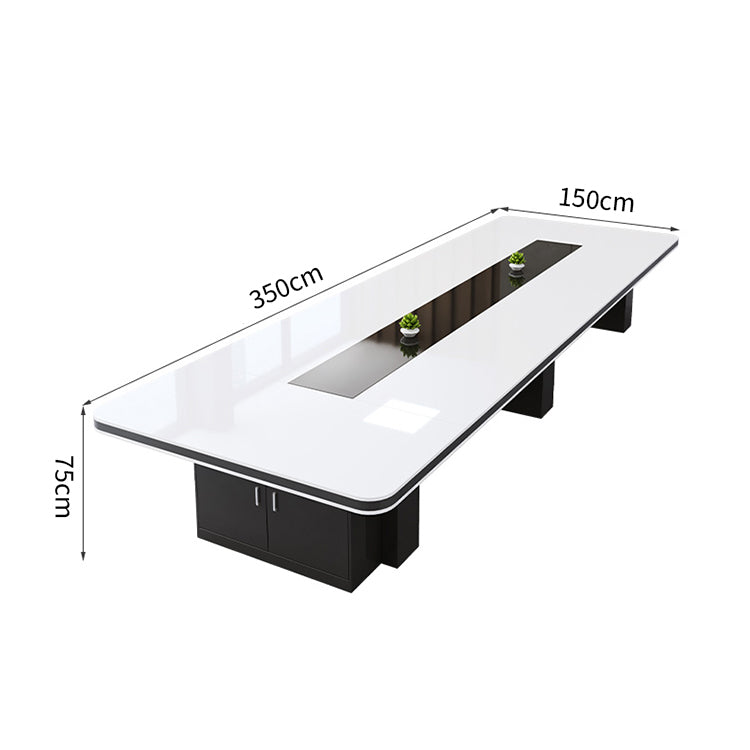 モダン シック オシャレ 光沢感 収納 広々 会議テーブル ミーティングテーブル メラミン化粧板 ポリエステル塗装 カスタマイズ可能 HYZ-T022