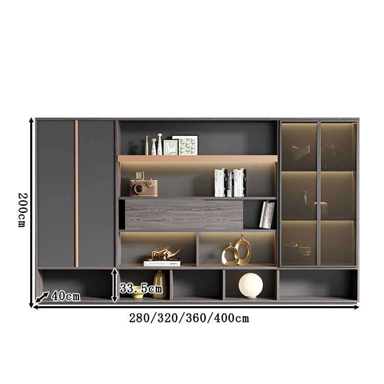 扉付き 隠す収納 オフィス用 ガラス扉収納 壁面収納 キャビネット 書類棚 役員収納庫 収納棚 ディスプレイラックオフィス収納 高級感 カスタマイズ可能 CWG-T010 TOMOKAGU