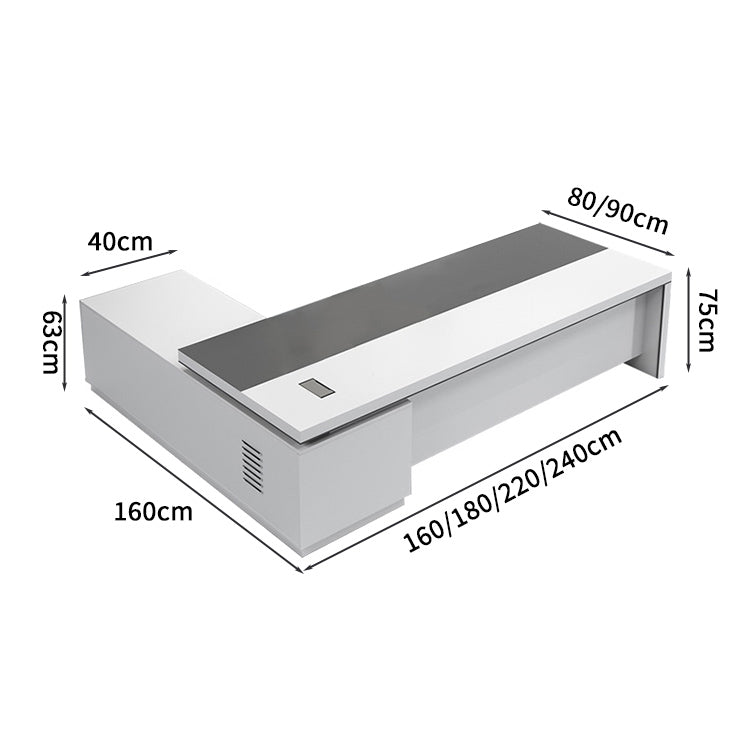 社長デスク エグゼクティブデスク オフィスデスク プレジデントデスク メラミン化粧板 エコ素材 チェア サイドキャビネット 機能性 高品質 配線孔 カスタマイズ可能 LBZ-S013 KAGUSHOP