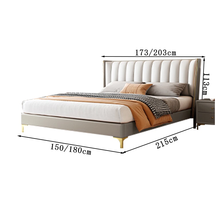 手の届く贅沢 シンプル モダン 主寝室 タイニーハウス 新婚用 ダブル 柔らかい 無垢材 トップレイヤーレザー ベッド