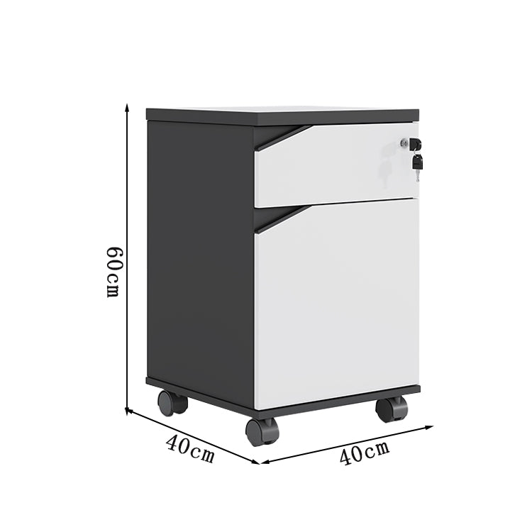 シリンダー錠付き 引き出し付き キャスター付き キャビネット ワゴン 書類収納 サイドワゴン 会社用 事務所用 自宅用 小型 扉付き収納  おしゃれ ホワイト YDG-T004 TOMOKAGU